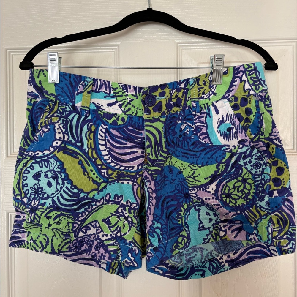 Lilly Pulitzer Blue Green Purple Print Bermuda Shorts